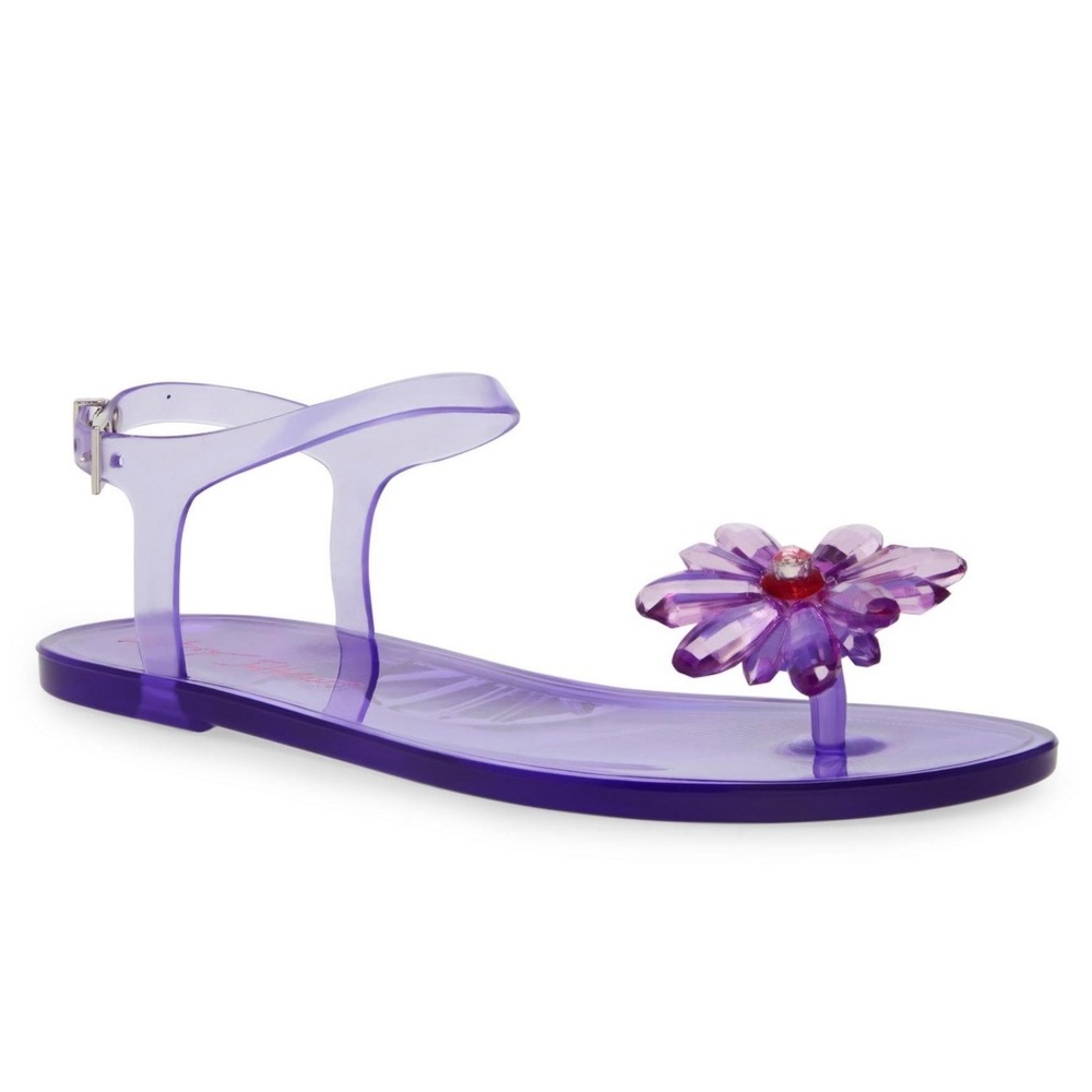 🧨1 LEFT🧨 NWOB BETSEY JOHNSON 🌸 Women's 6 Tabby Sandal PURPLE JELLY FLOWER - Picture 8 of 8